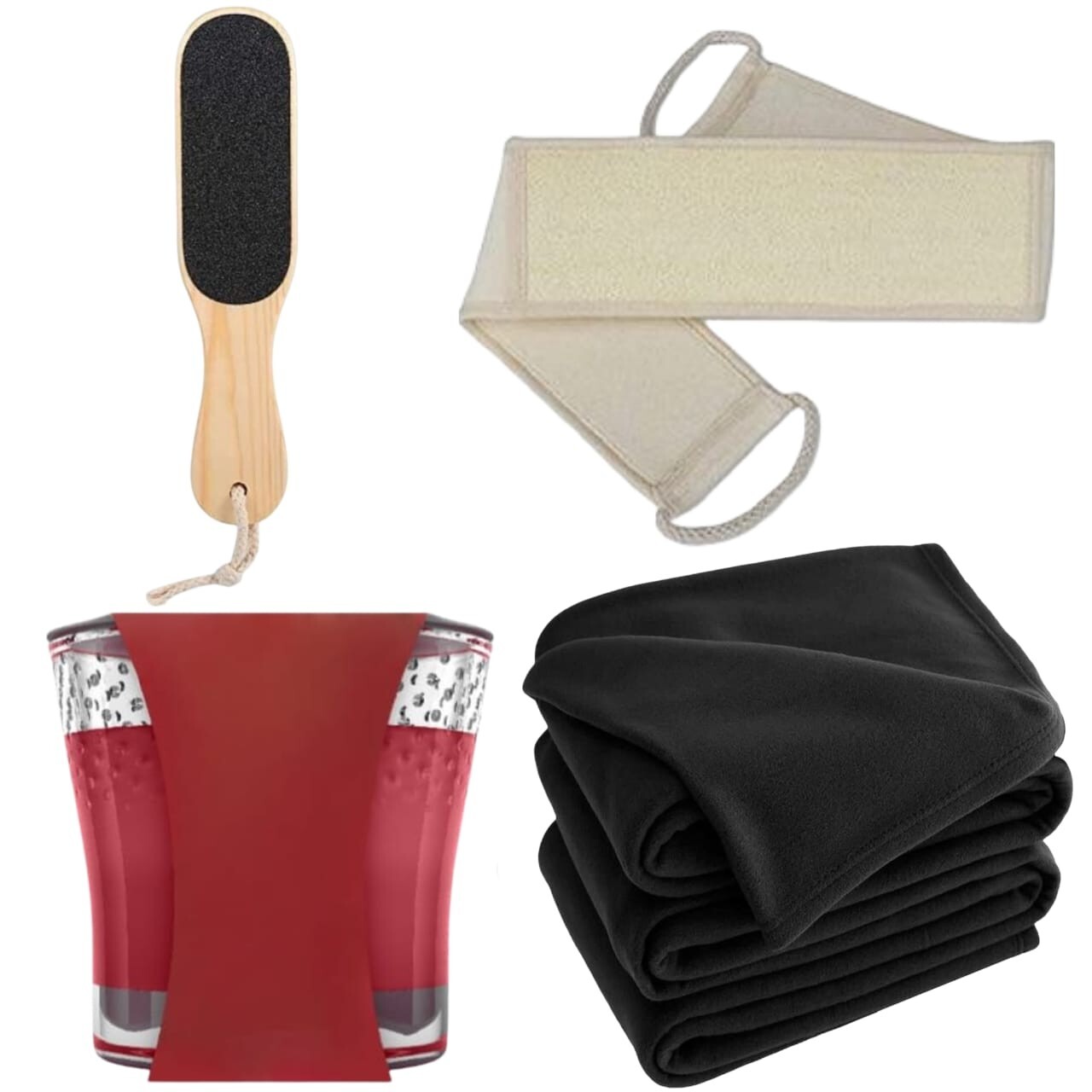 Home Spa Bath Set - Soft Towel, Scented Candle, Exfoliating Loofah & Foot File |