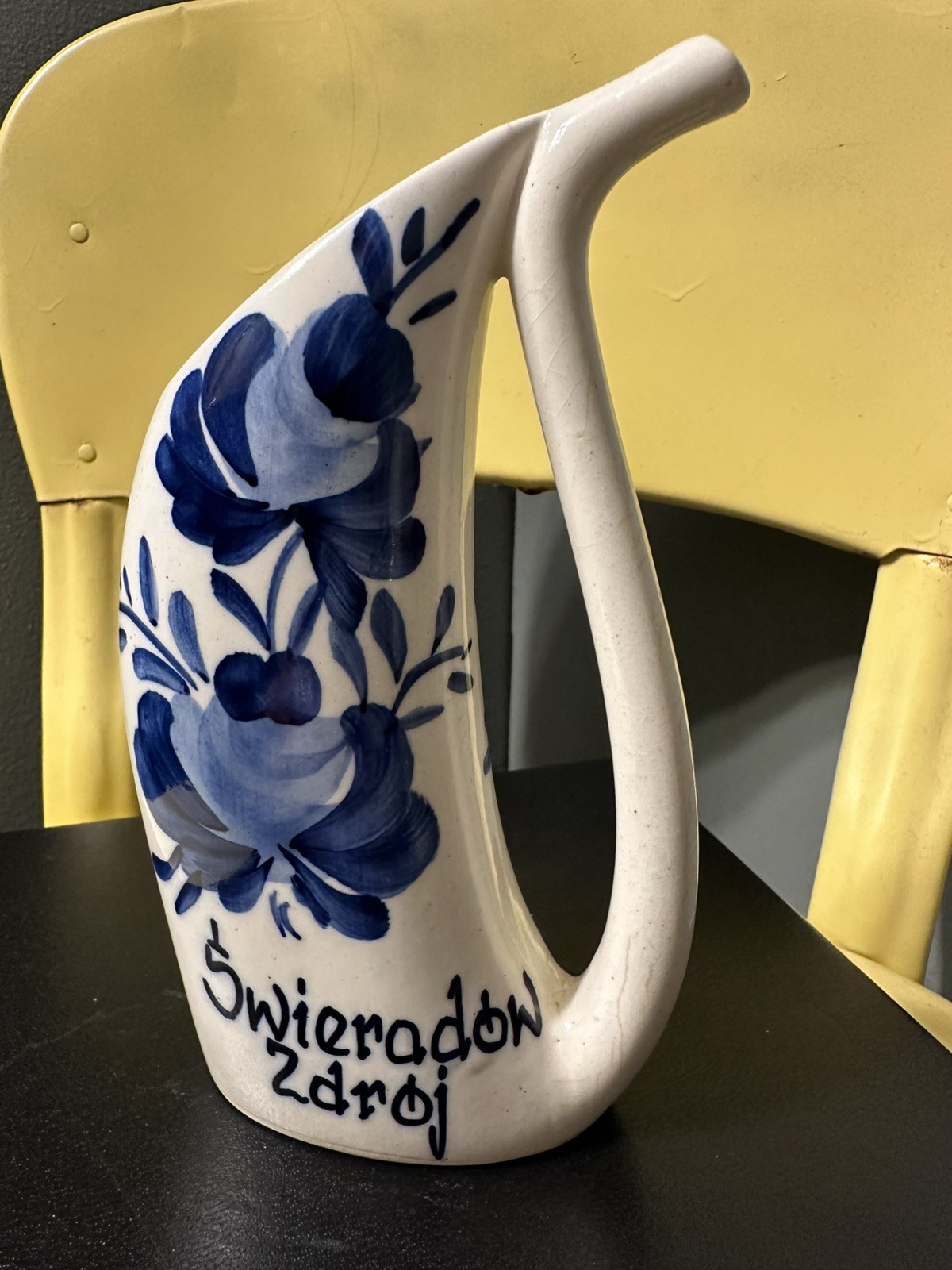 Vintage PRL Poland Świeradów-Zdrój Pijałka Spa Water Drinking Cup Cobalt 7”