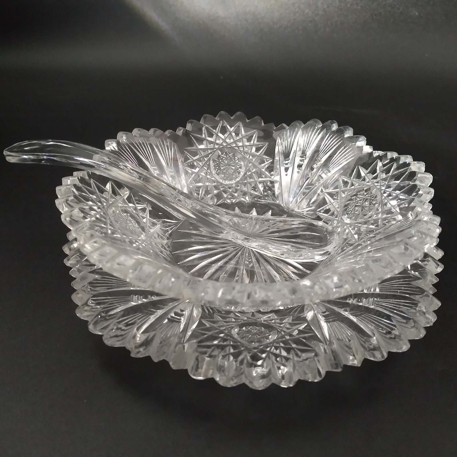 ABP Dorflinger Celtic ? Hawkes Virginia ? Cut Crystal Bowl & Underplate Spoon
