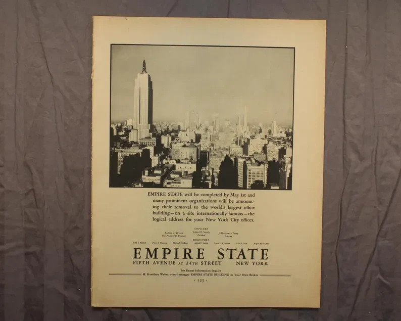 1931 Fortune Empire State Building Ad Page New York Vintage Architecture 11x14