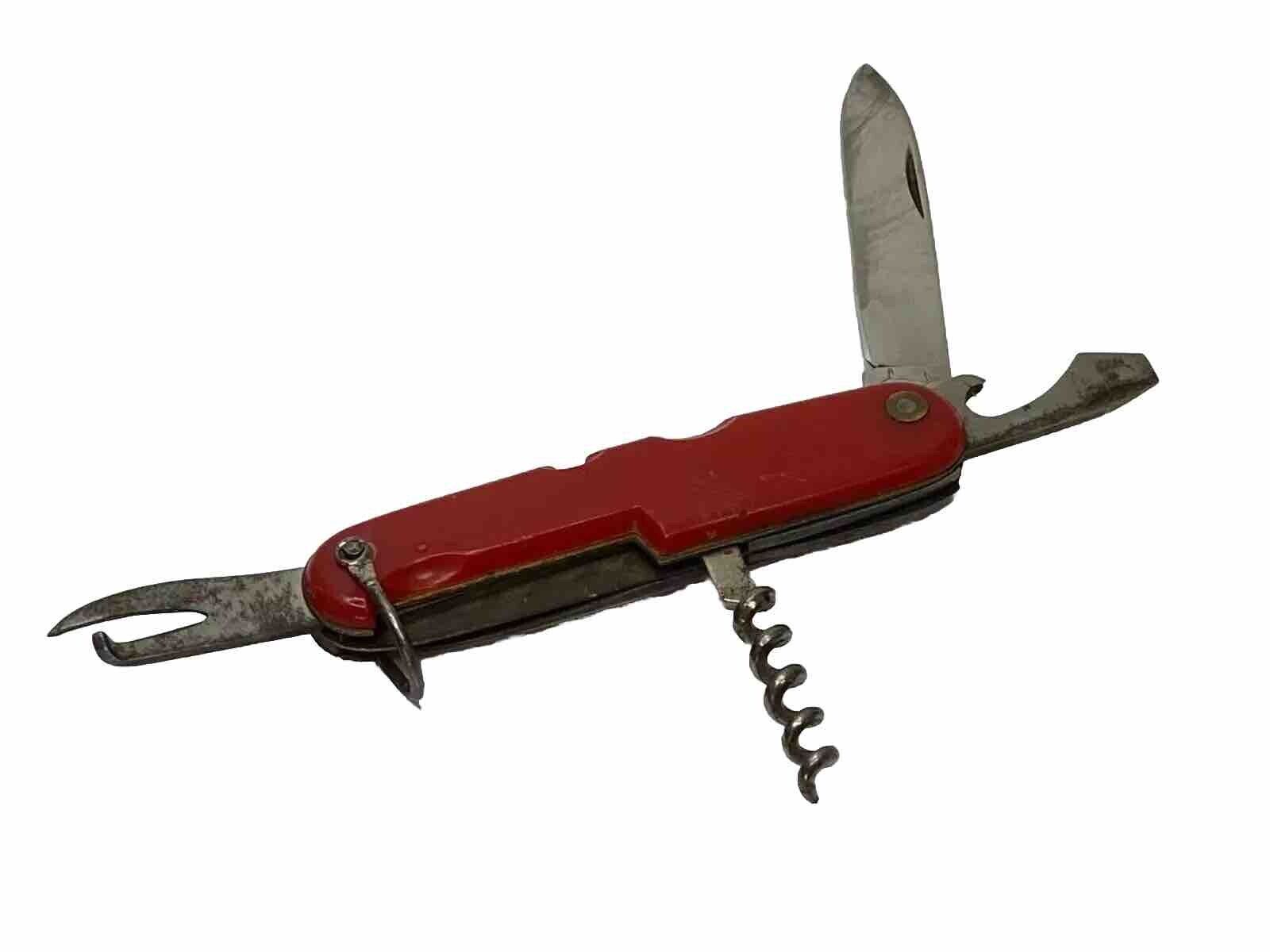 Vtg Solingen Red Stainless Steel Swiss Penknife Pocket Folding Knife