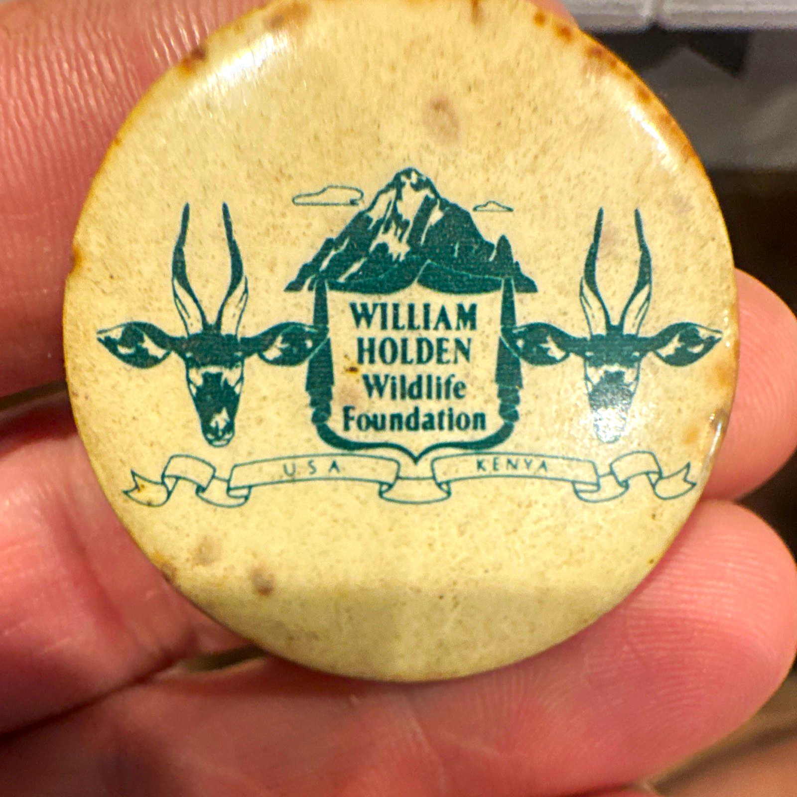 William Holden Wildlife Foundation USA Kenya Pinback Button Pin Back Button