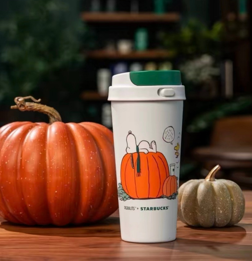 2026 Starbucks x Peanuts Snoopy 16oz White Pumpkin Travel Mug Halloween Gift🎁