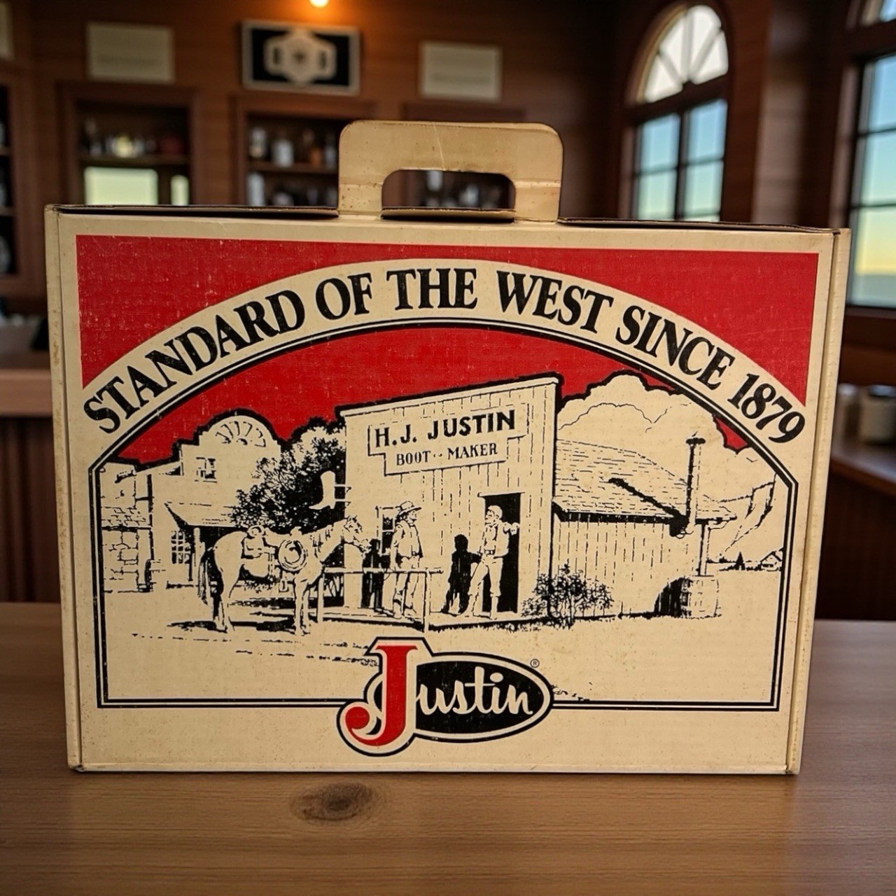 Vintage Justin Boots Box ONLY Fort Worth TX Retro Display Advertising Cowboy 70s