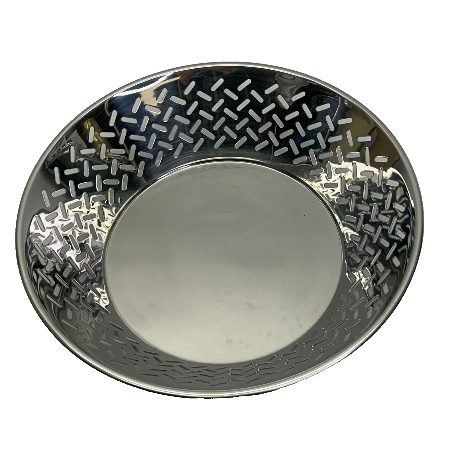Vintage Alessi Italy Inox 18/10 Stainless Steel Round Open-Work Fruit Basket