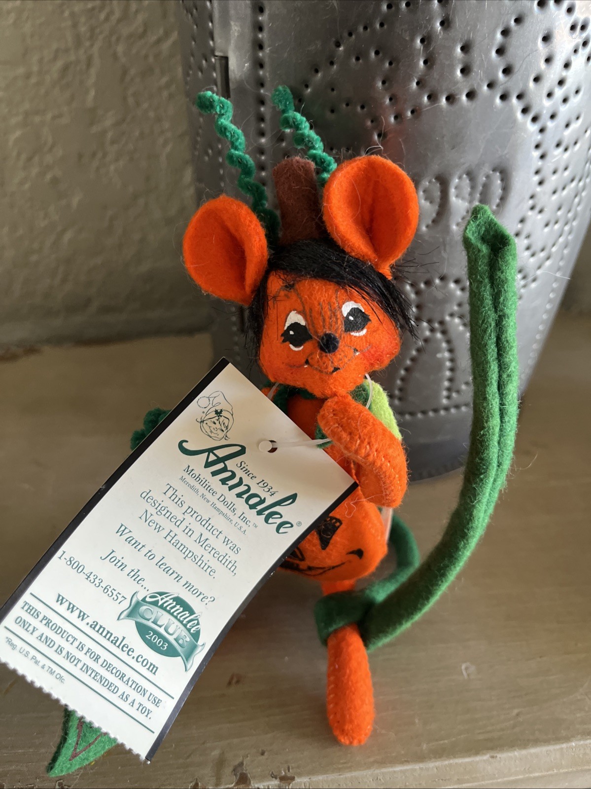 Vintage Annalee 2003 Halloween Pumpkin Jack-O-Lantern Mouse 5.5” Rare W/tags