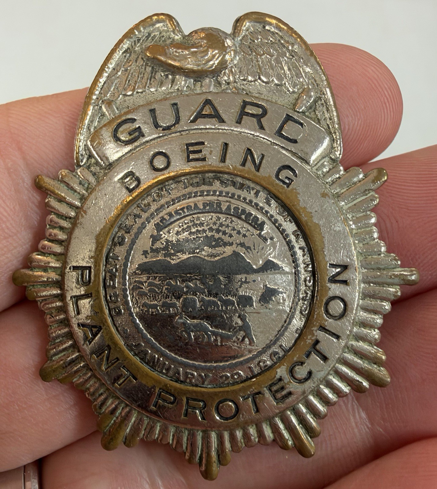Vintage Boeing Aircraft Plant Protection Guard Security Employee Badge 2\