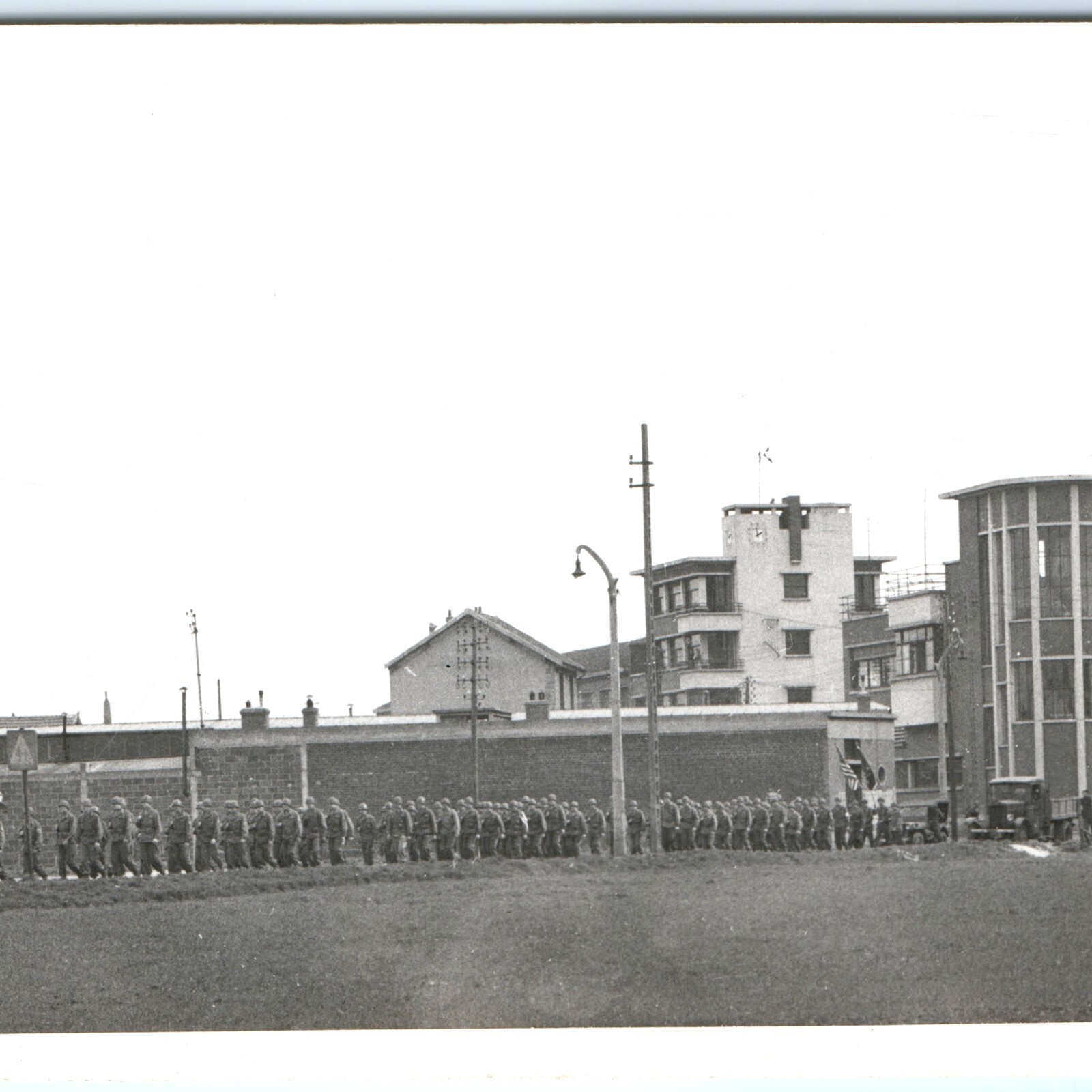 Vtg 1940s WWII USMC Marines Marching Real Photo Soldier Base HQ Hand Drawn Map Vtg 1940s WWII USMC Marines Marching Real Photo Soldier Base HQ Hand Drawn Map