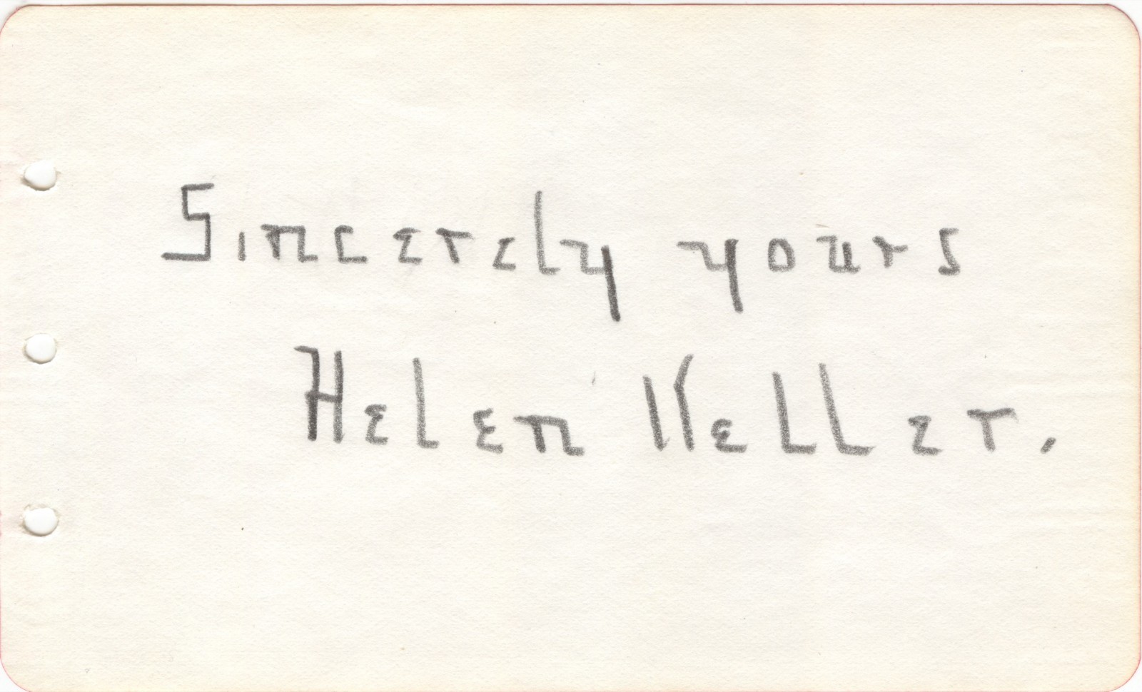Helen Keller Signed Binder Page Legendary Novelist Activist Feminist &Suffragist