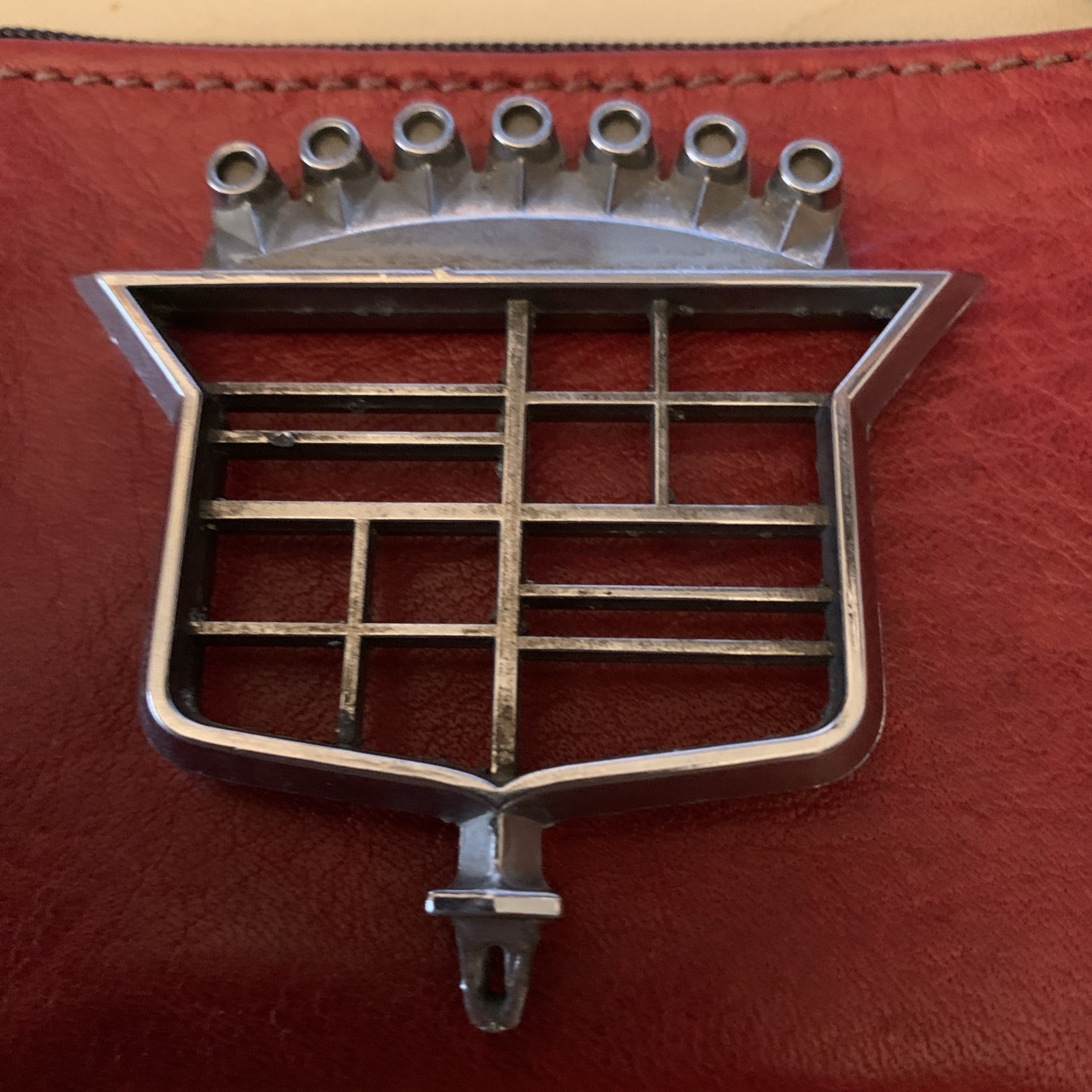 Vintage 1970s Cadillac Metal Logo Emblem Skeleton Hood Ornment *2.2