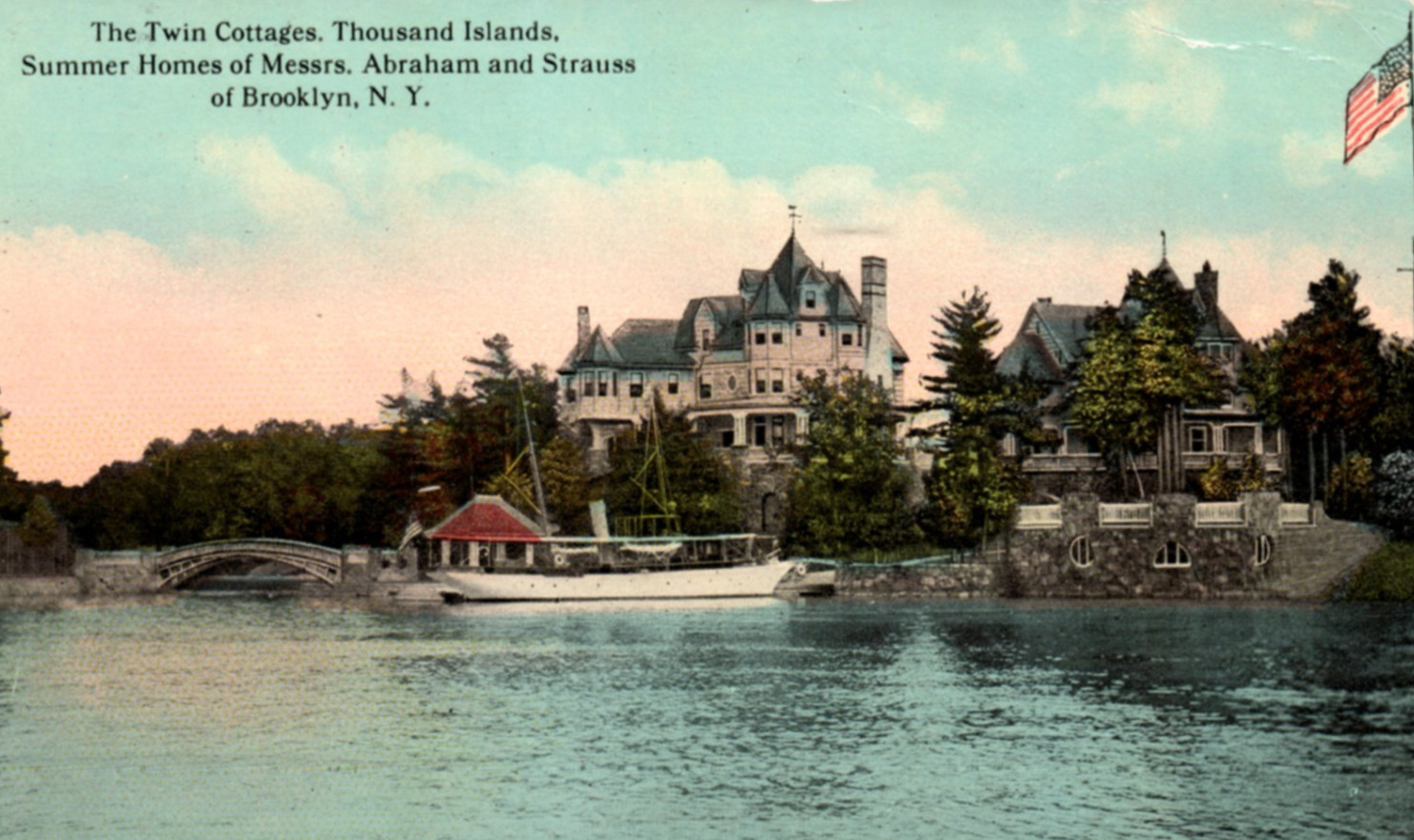 Summer Homes of Abraham & Strauss Brooklyn NY Ship Boat Postcard