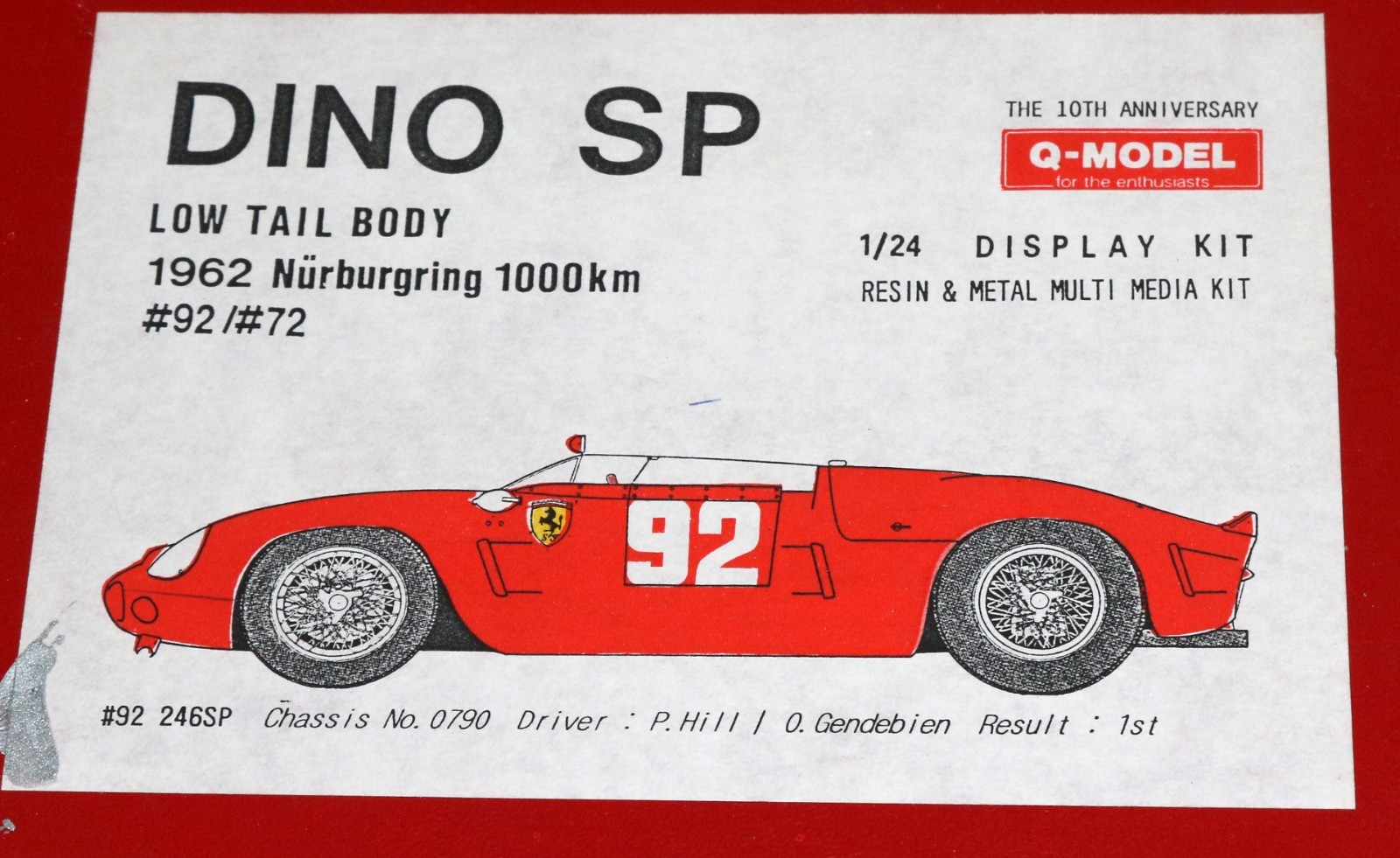 Q-MODEL  1961 Ferrari Dino SP Phil Hill 1/24 Resin and multi media kit Very Rare