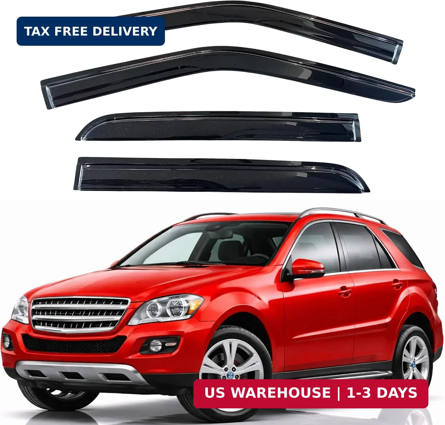 Rain Guards Fit for 2006-2011 Mercedes-Benz ML350 ML500, Out-Channel Window Rain Guards Fit for 2006-2011 Mercedes-Benz ML350 ML500, Out-Channel Window
