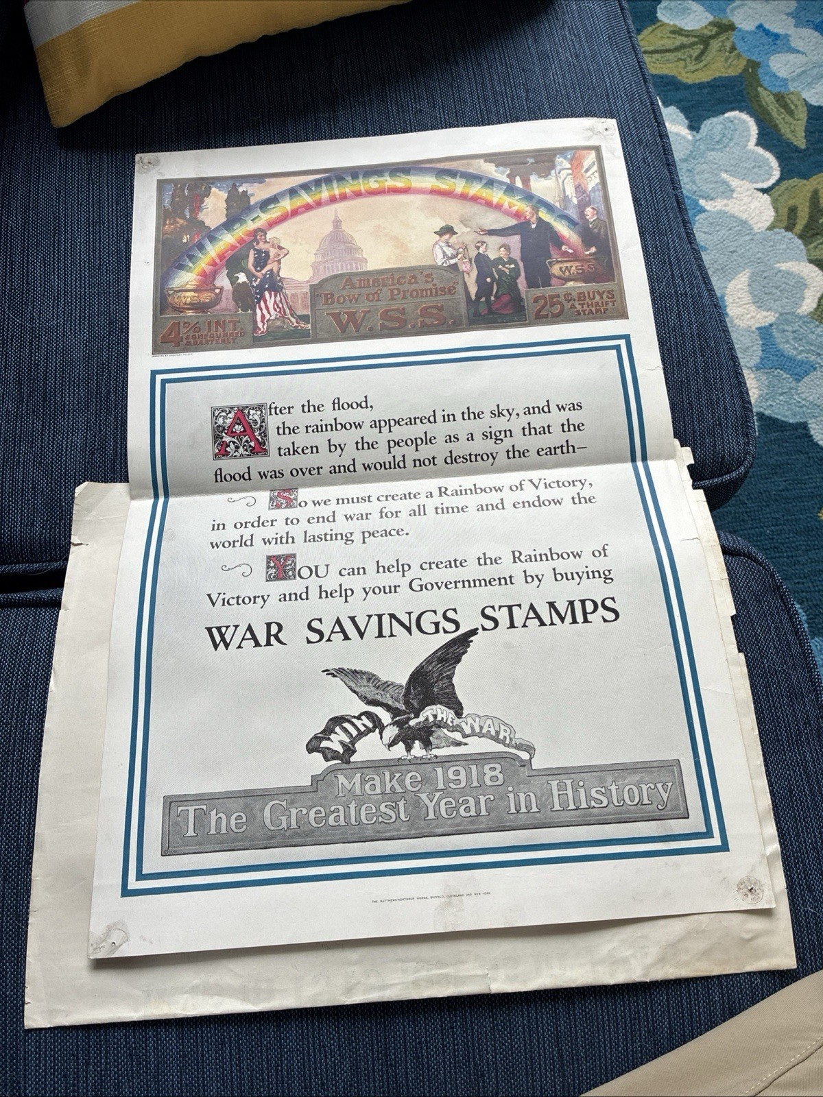 1918 WWI Government Savings Stamps ) Original B x W Poster 14x22