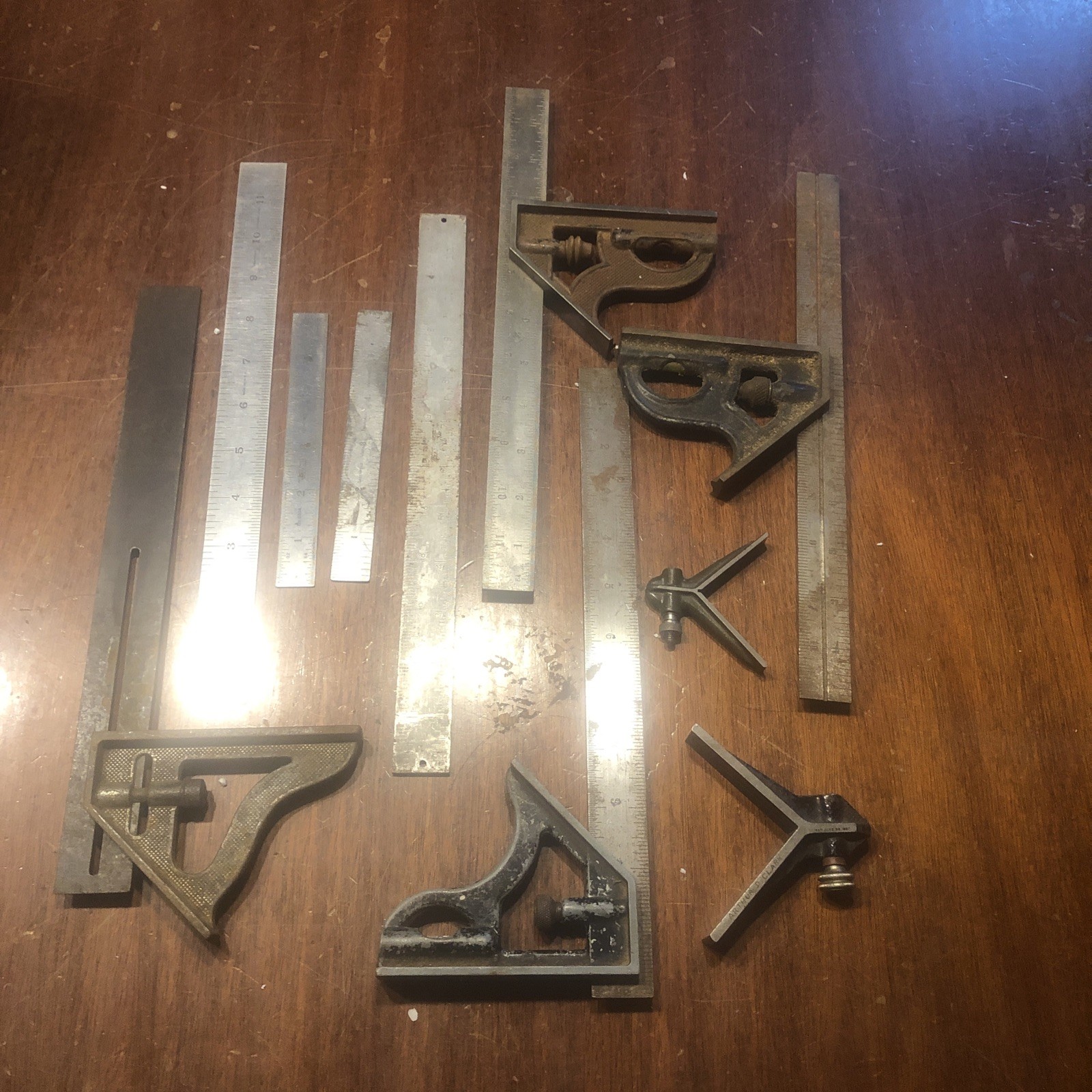 Lot Vtg Combination Square Ruler L S  Starrett Lufkin Mohawk S&B Co. General
