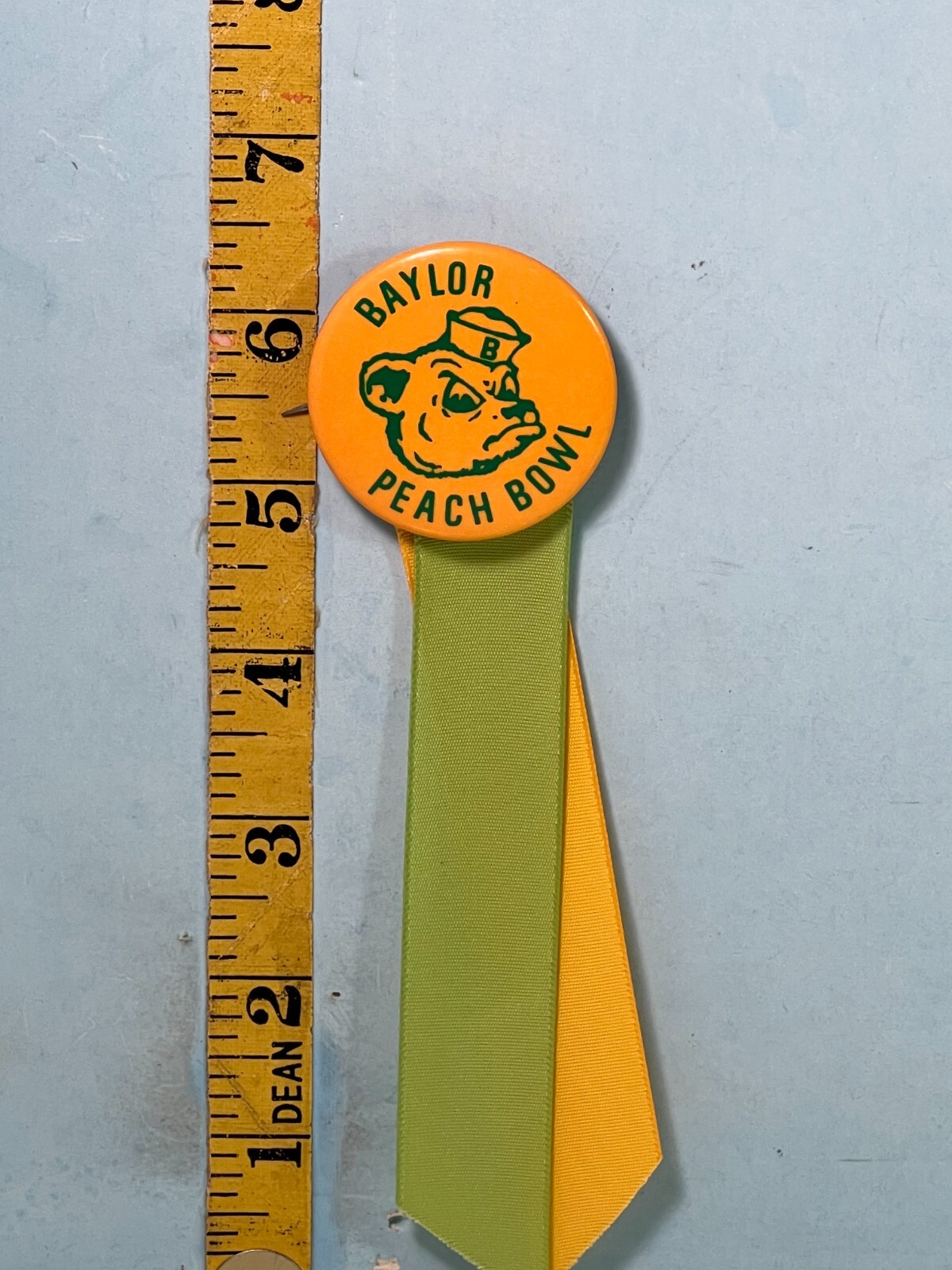 Vintage Peach Bowl University of Baylor w/Tassels Pinback Button 1-1/8\