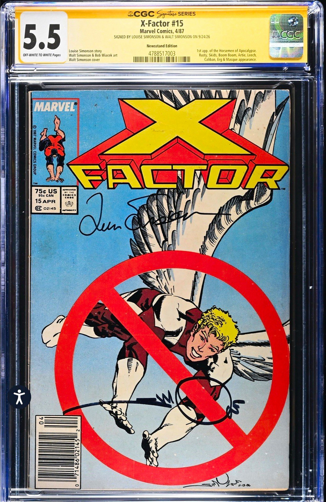 X-Factor #15 Simonson x2 signature CGC 5.5 KEY 1st Horseman of the Apocalypse X-Factor #15 Simonson x2 signature CGC 5.5 KEY 1st Horseman of the Apocalypse