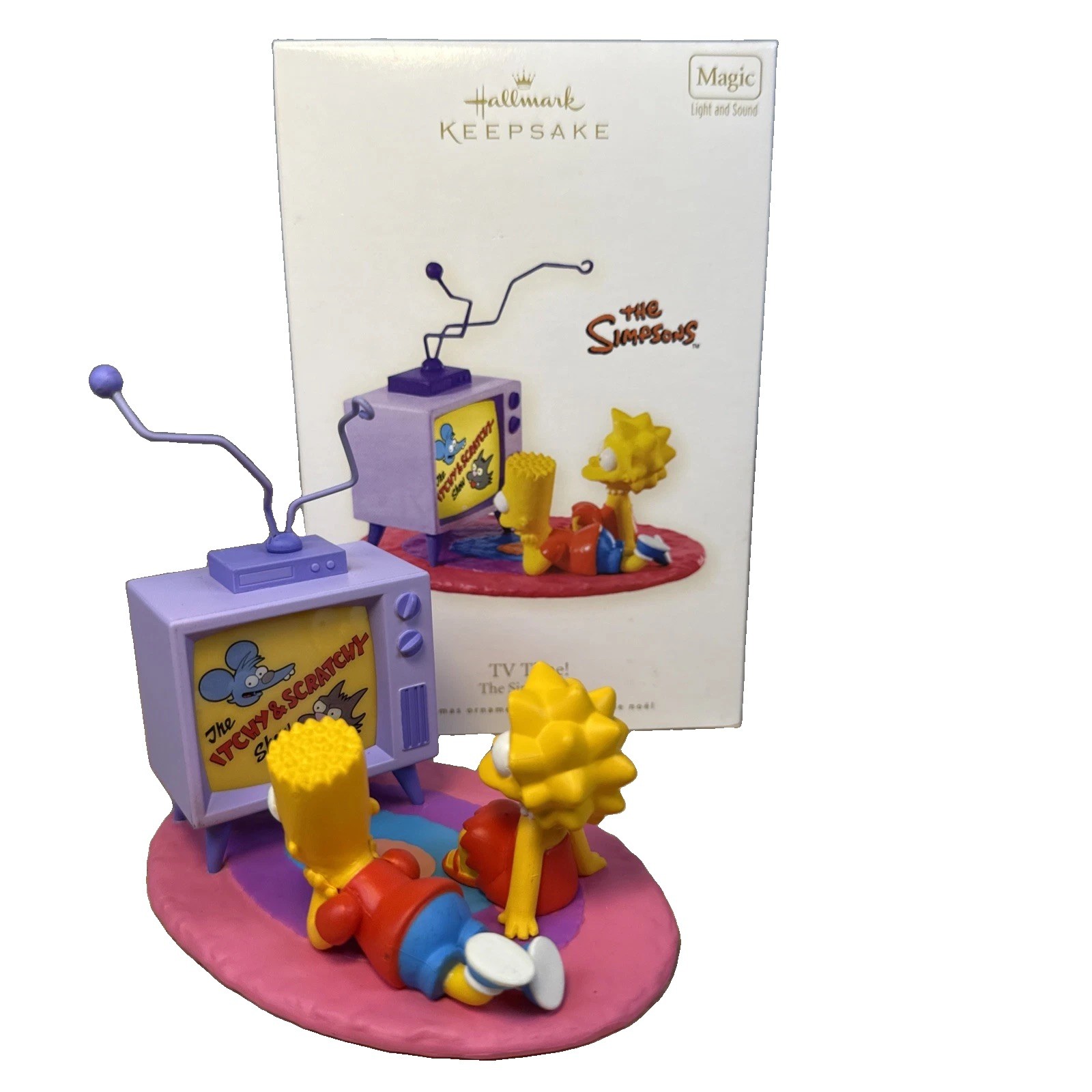 Hallmark TV Time The Simpsons Bart Jr. & Lisa Keepsake Ornament Light/Sound New