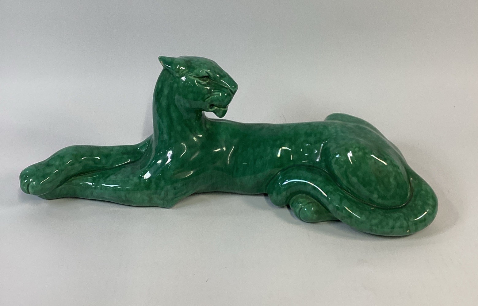 Vintage 18” Gonder USA MCM Turquoise Panther Ceramic Art Pottery Figure #210