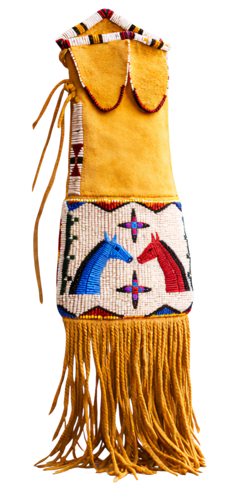 Handmade Native American Sioux Lakota Beaded Tobacco Pipe Bag Suede Leather Hide