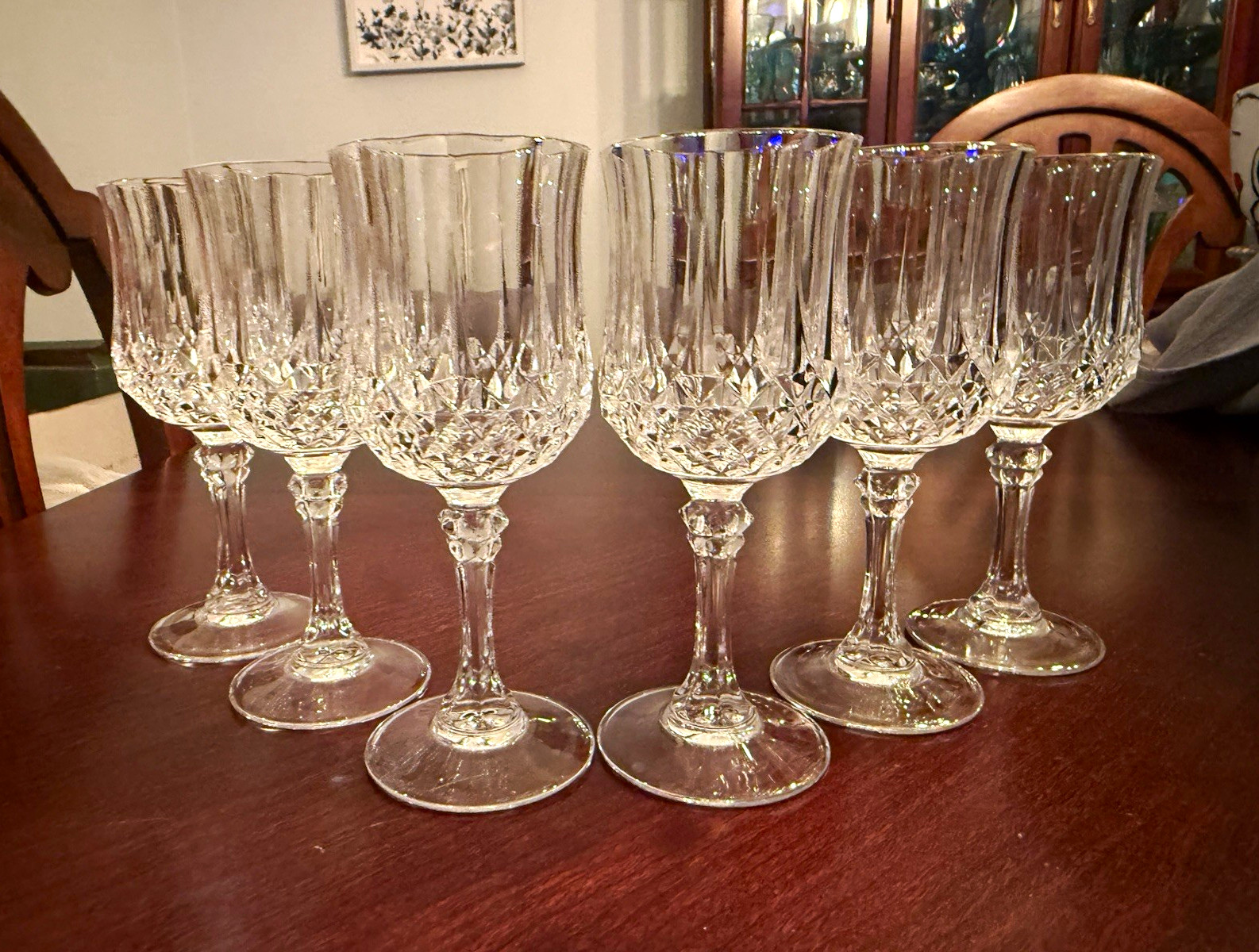 Vintage Cristal D’Arques  Crystal 5 3/4” Wine Glass Set of 6 Made in France