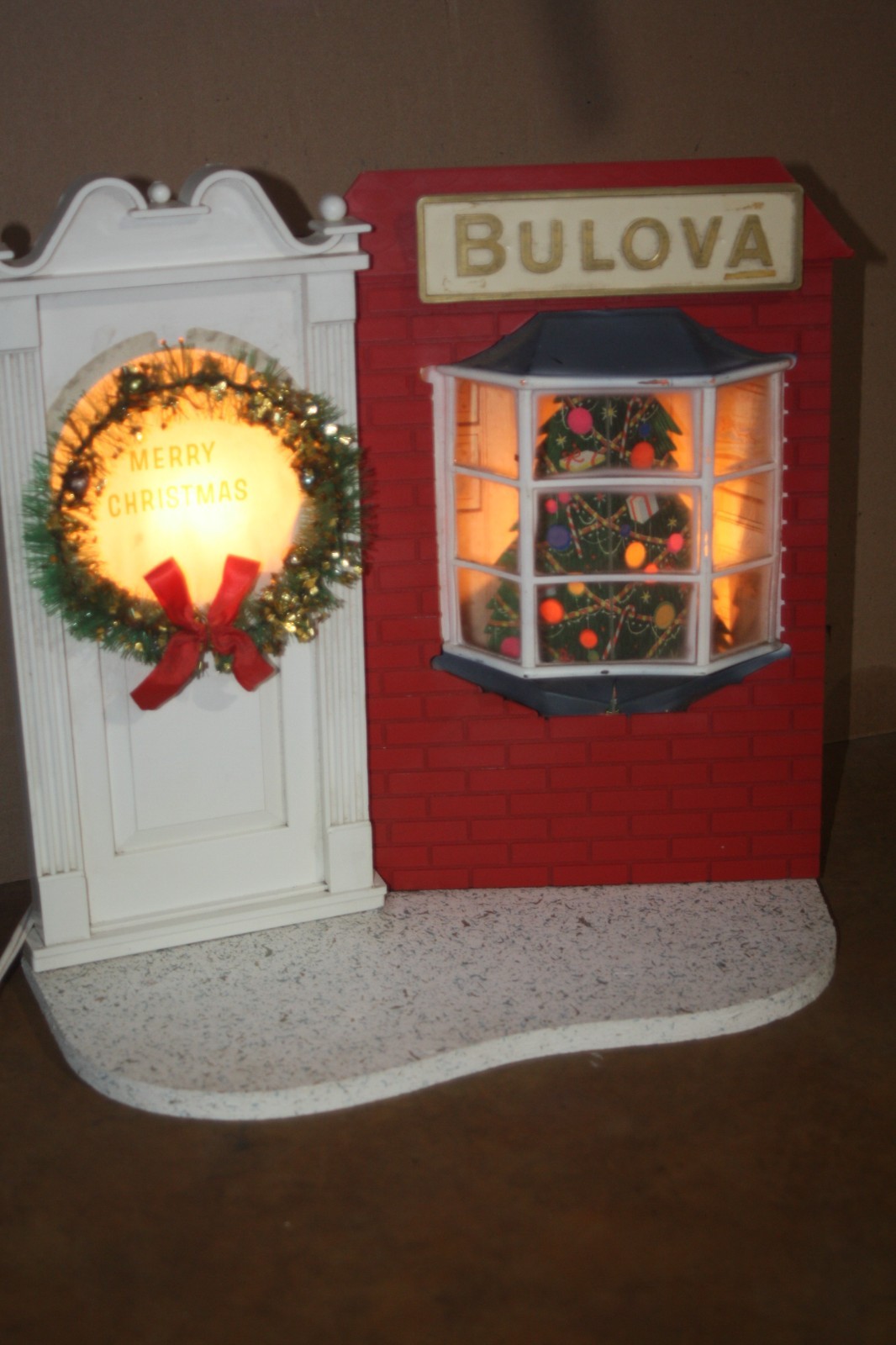 Rare Vintage Bulova Point of Sale Lighted Merry Christmas Counter Top Display