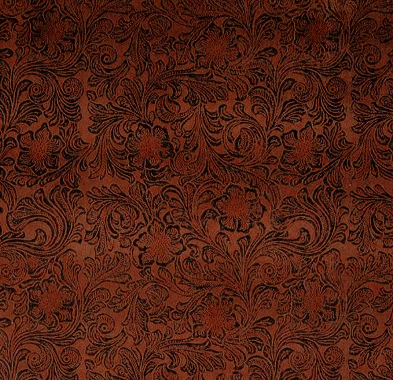 FAUX LEATHER Vinyl Fabric EMBOSSED Tooled Floral 54