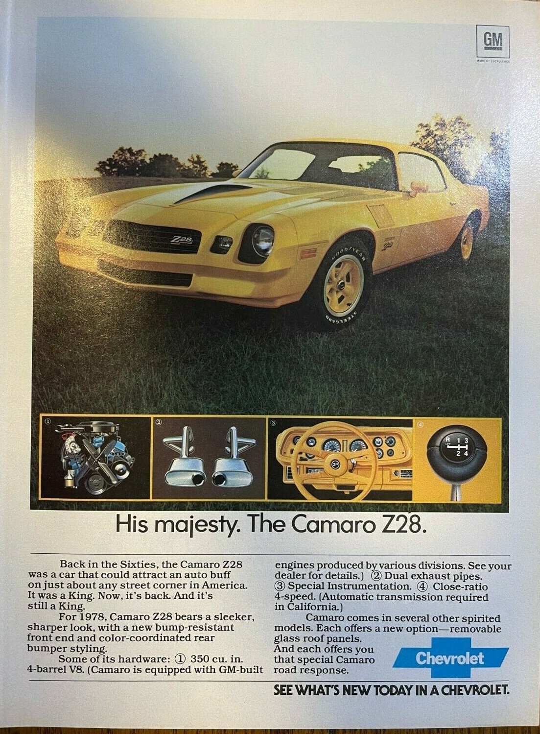 1978 Advertisement Chevrolet Camaro Z-28