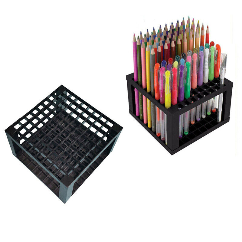 96 Hole Plastic Pencil &Brush Holder Black Desk Clean Tools for Art Brushes Pen