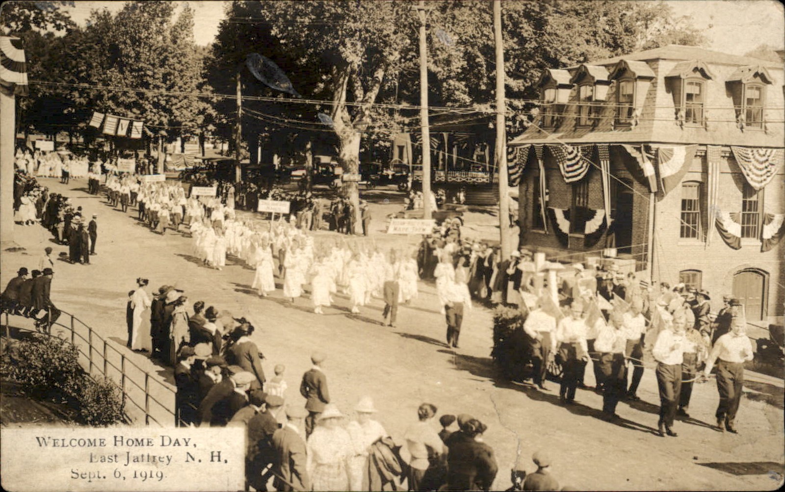East Jaffrey NH Welcome Home Day Parade c1910s Real Photo Vintage Postcard bhn