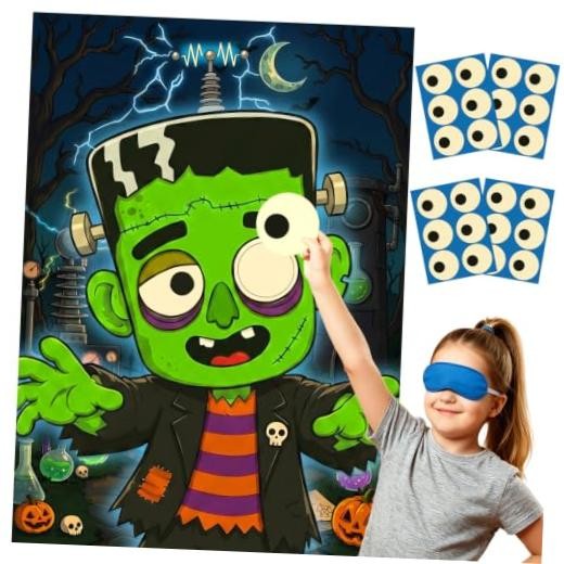 Halloween Party Games, Pin the Eyeball on The Monster Frank