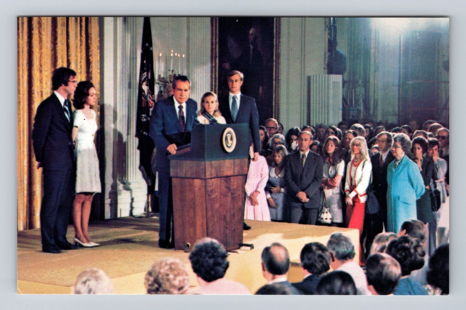 President Richard Milhous Nixon Resigns, President, People, Vintage Postcard