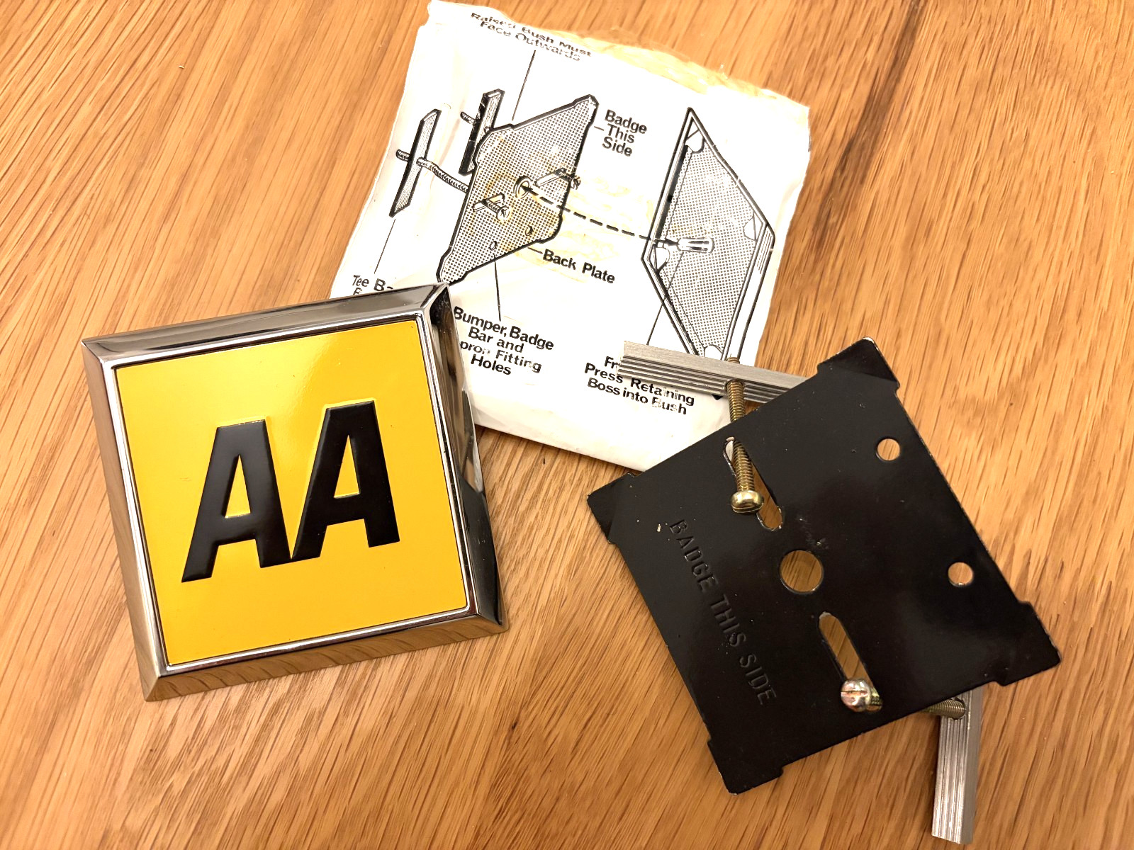 Vintage 1960s Square AA Badge - NOS New Old Stock Boxed - Nash & Hull (NH)