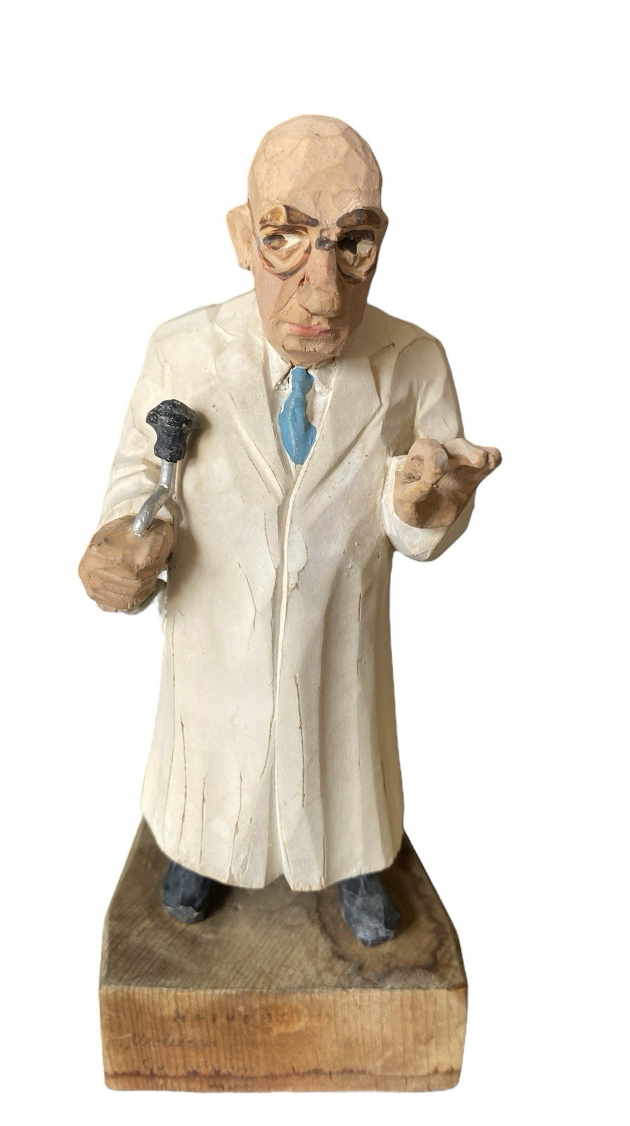 Vintage 1940s? German Wood Hand Carved Figure Nerve Surgeon Doctor Antique Folk