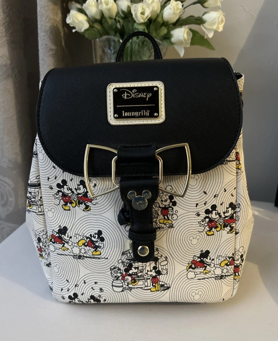 Disney LOUNGEFLY Mickey Minnie Mouse Comic Mini Backpack Drawstring Vintage Bag