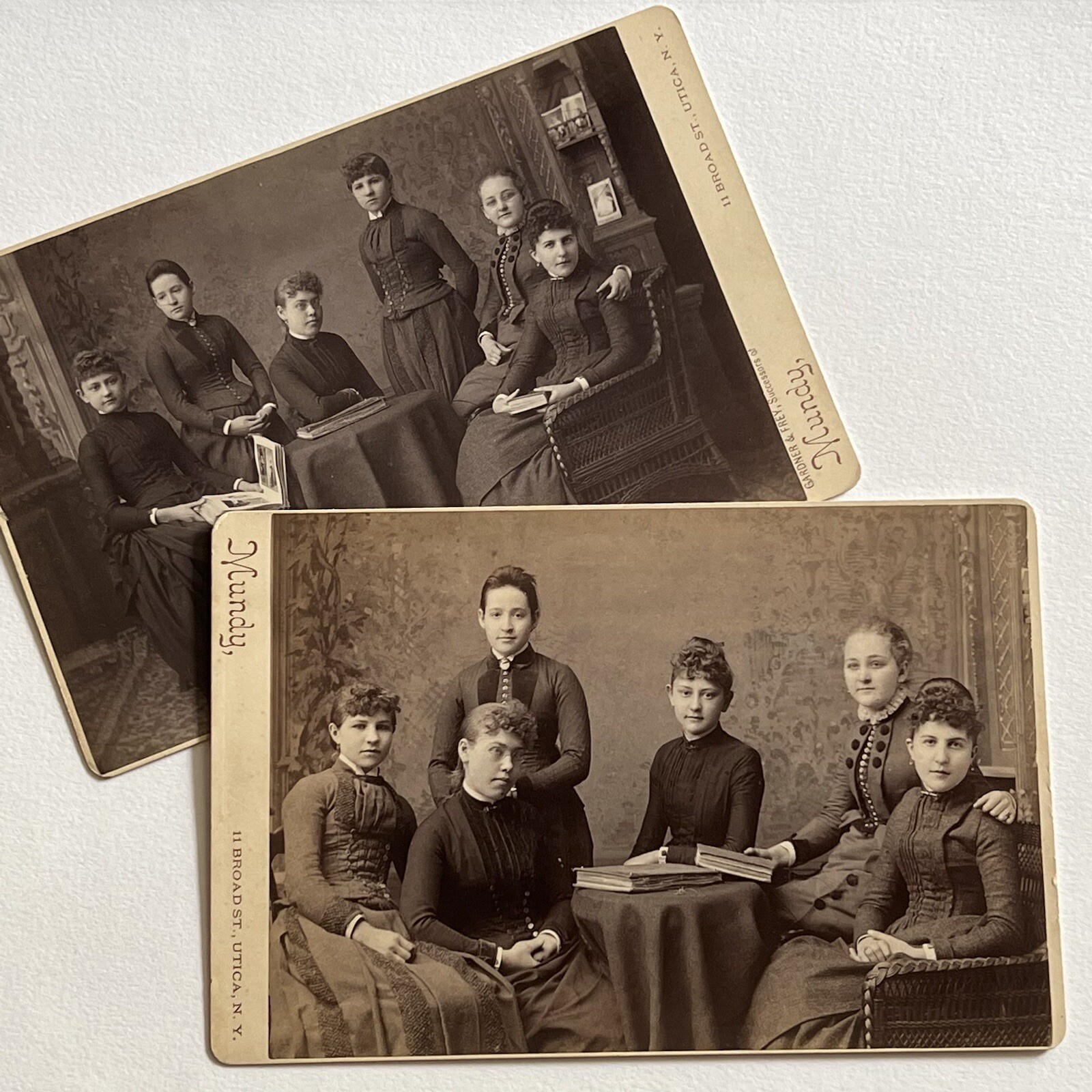 Antique Cabinet Card Photograph Beautiful Young Women Club Utica NY List of ID