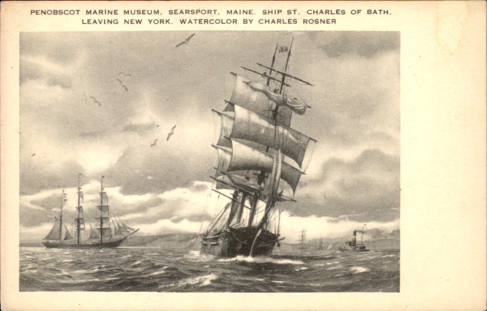 Searsport ME Ship St. Charles of Bath c1910s Vintage Postcard