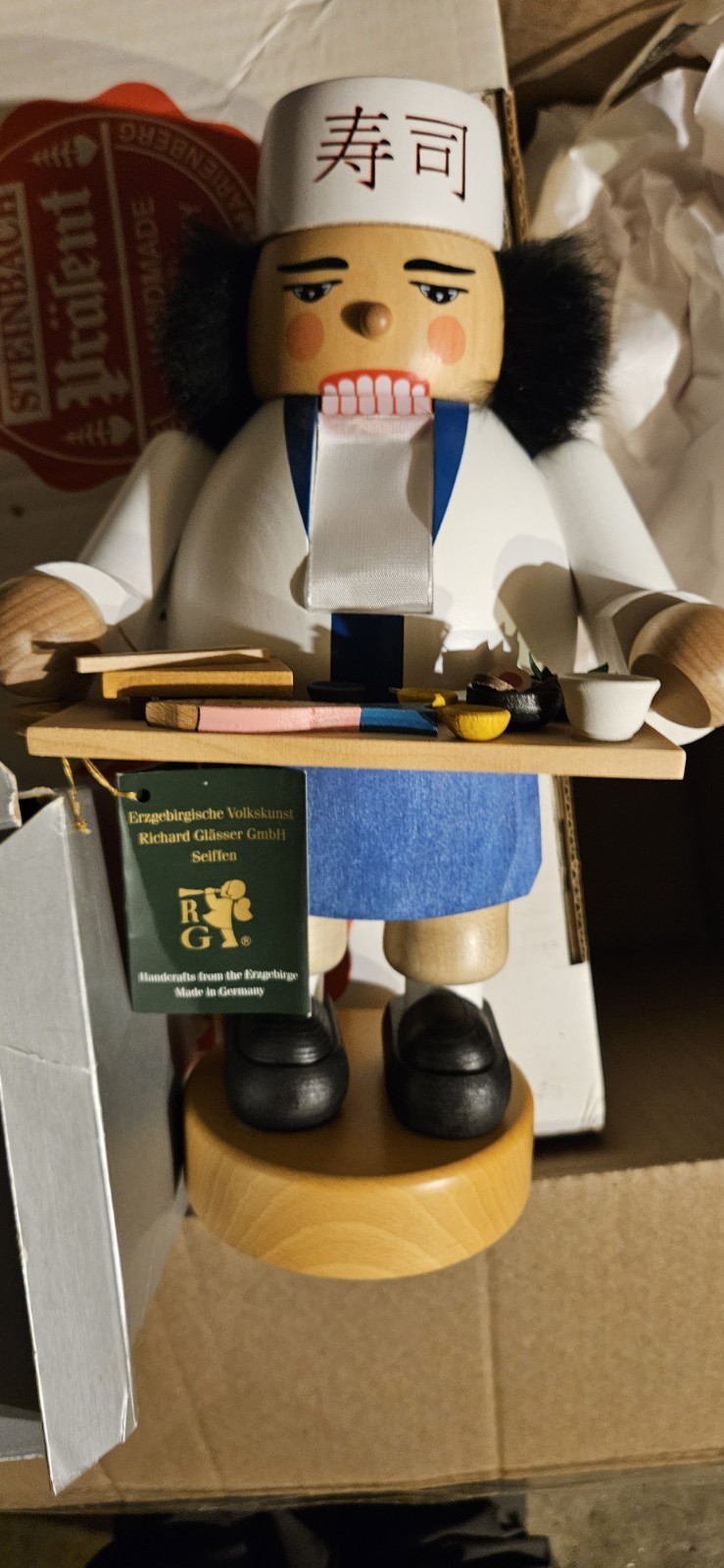 Richard Glässer Handmade German Wooden Sushi Chef Nutcracker RG Richard Glässer Handmade German Wooden Sushi Chef Nutcracker RG
