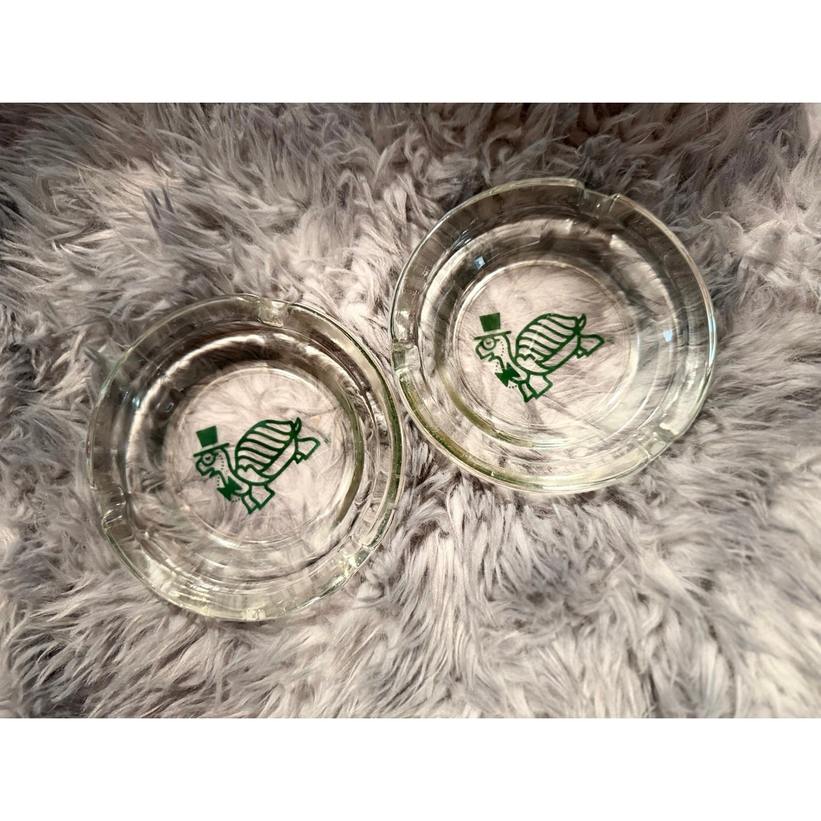 NWOB Vintage The Velvet Turtle California Restaurant Glass Ashtrays
