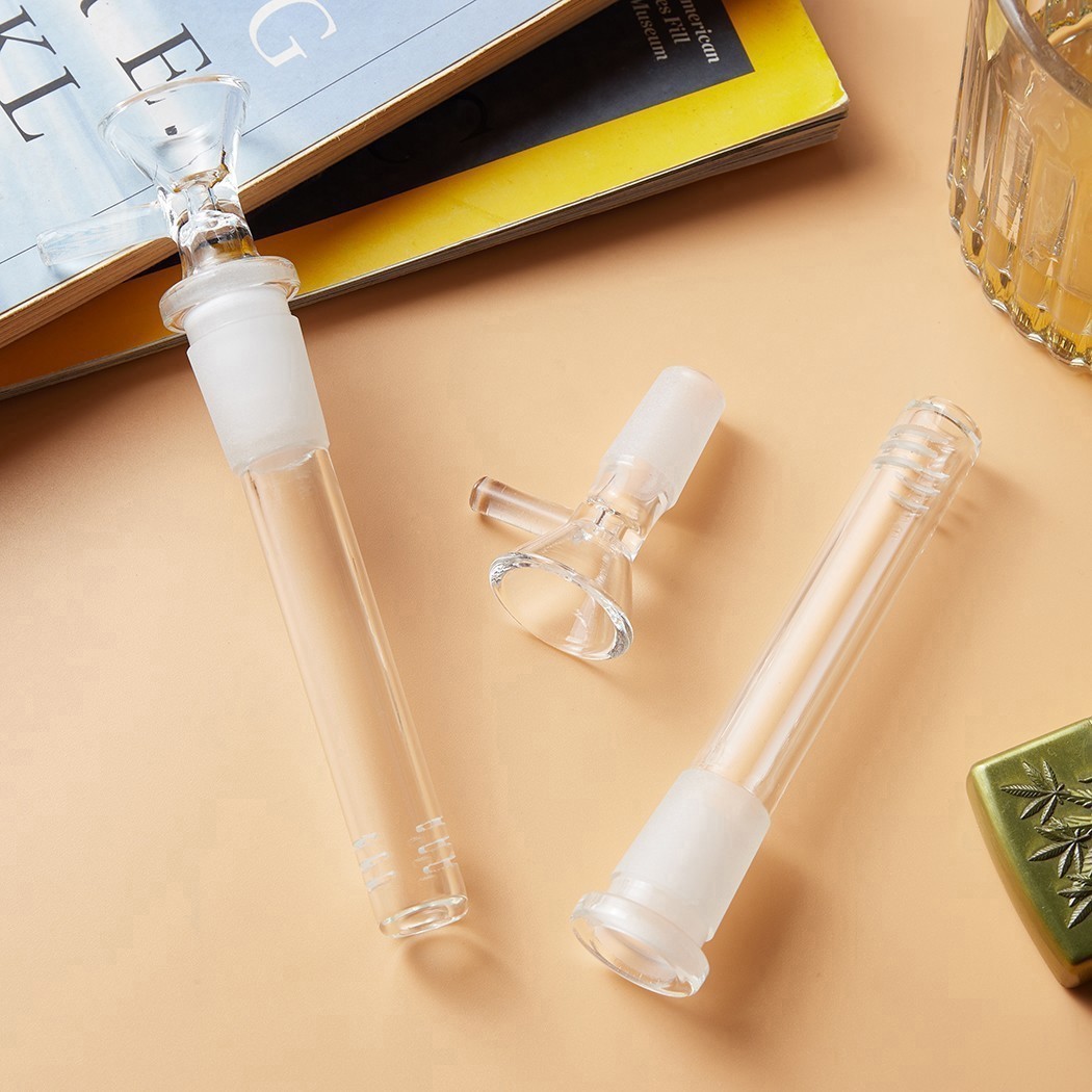 ☀ 2-Pack 4.3'' 14mm Glass Downstem and 14mm Male Bowl Piece for Glass Bong