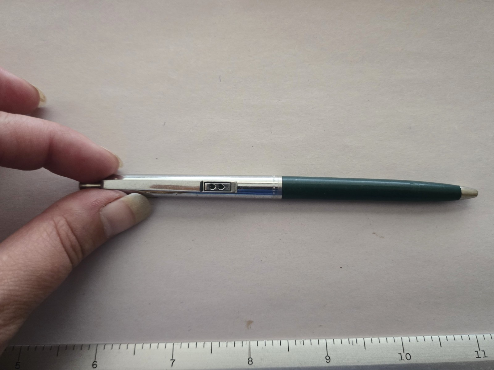 Vintage Double Heart Paper Mate Pen, Green & Chrome, Slim Profile, MCM USA Vintage Double Heart Paper Mate Pen, Green & Chrome, Slim Profile, MCM USA