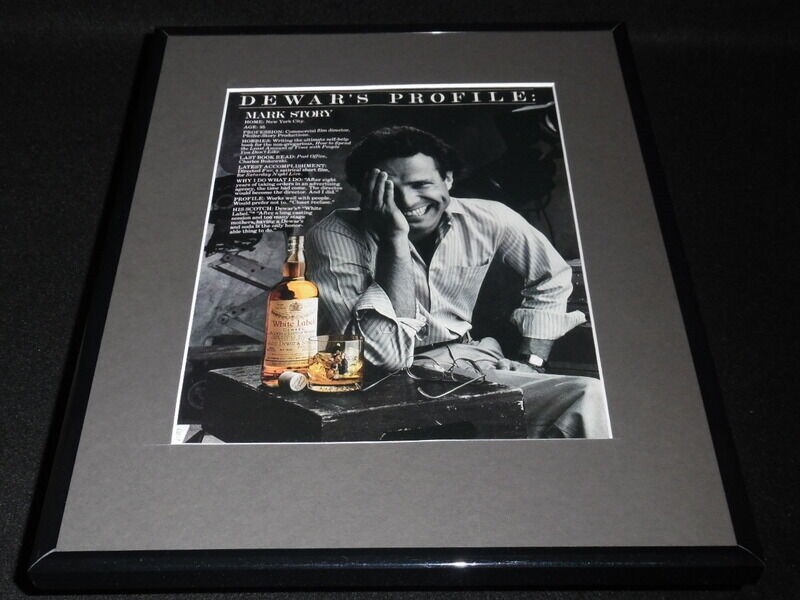 1984 Dewar\'s White Label Scotch Framed 11x14 ORIGINAL Vintage Advertisement B