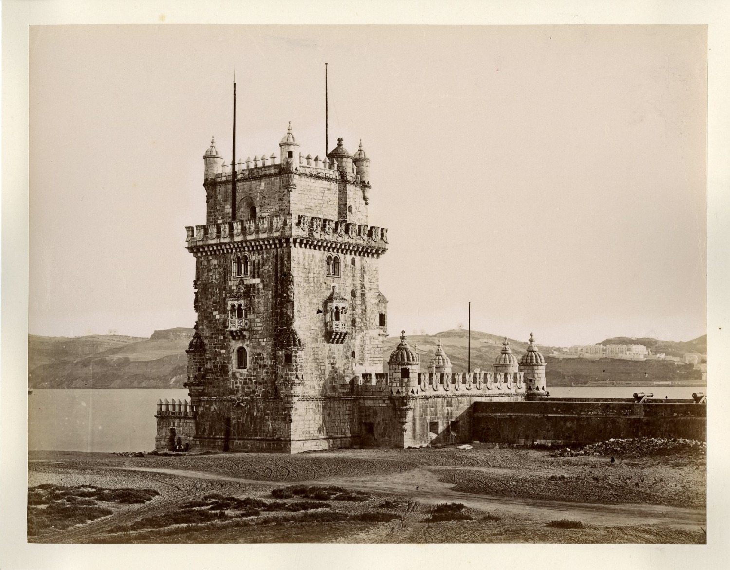 Portugal, Lisbon, Torre de Belém Vintage Albumin Print, Albumin Print 