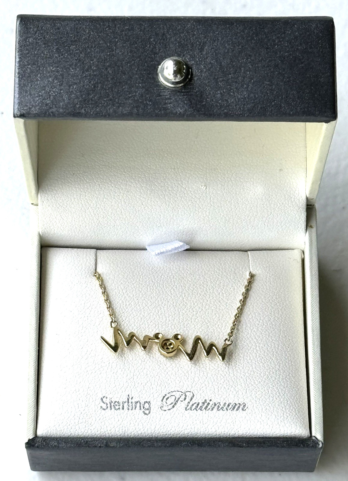 Rare HTF Disney Crislu MOM Mickey Mouse Sterling Platinum Adjustable Necklace
