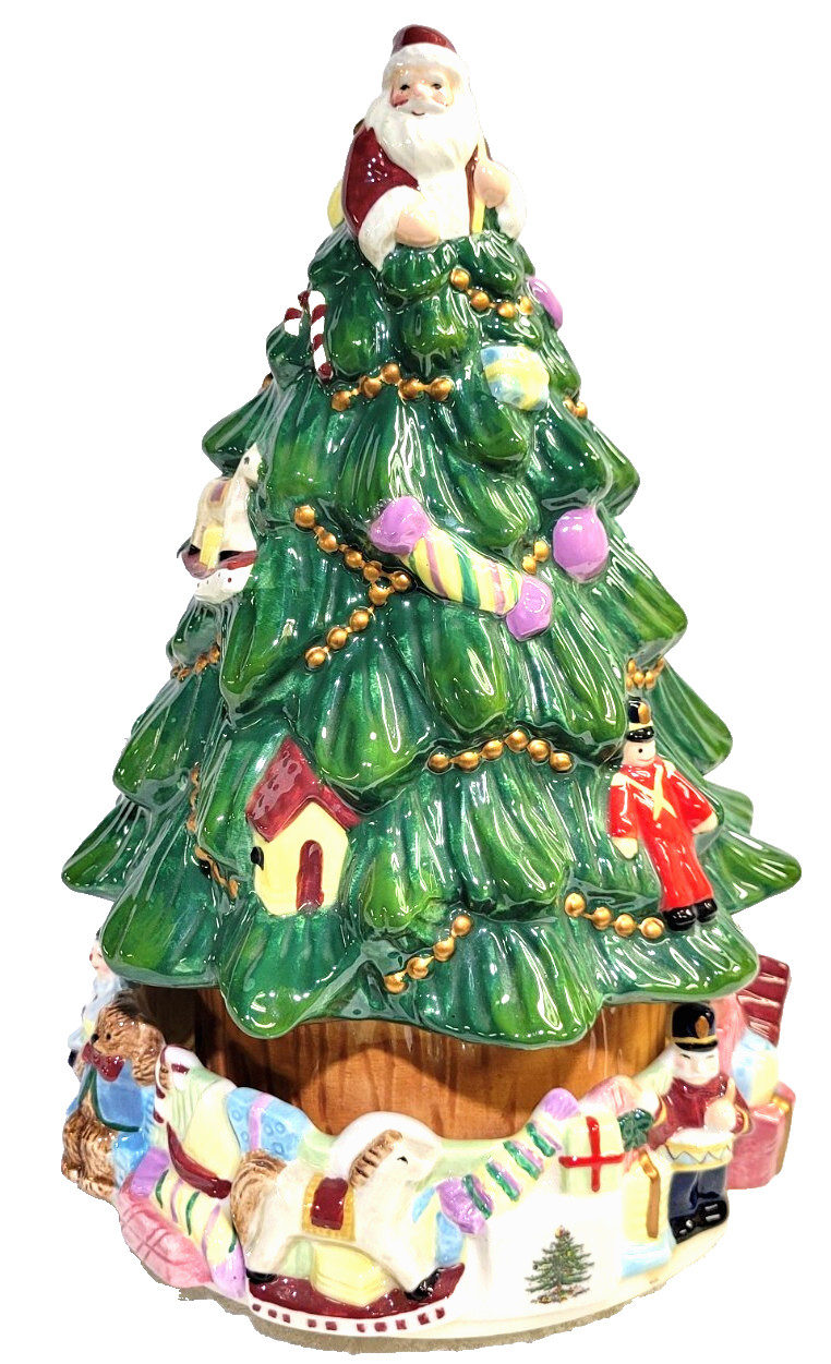 Spode Christmas Tree Village Musical Rotating Bottom Centerpiece - 10\