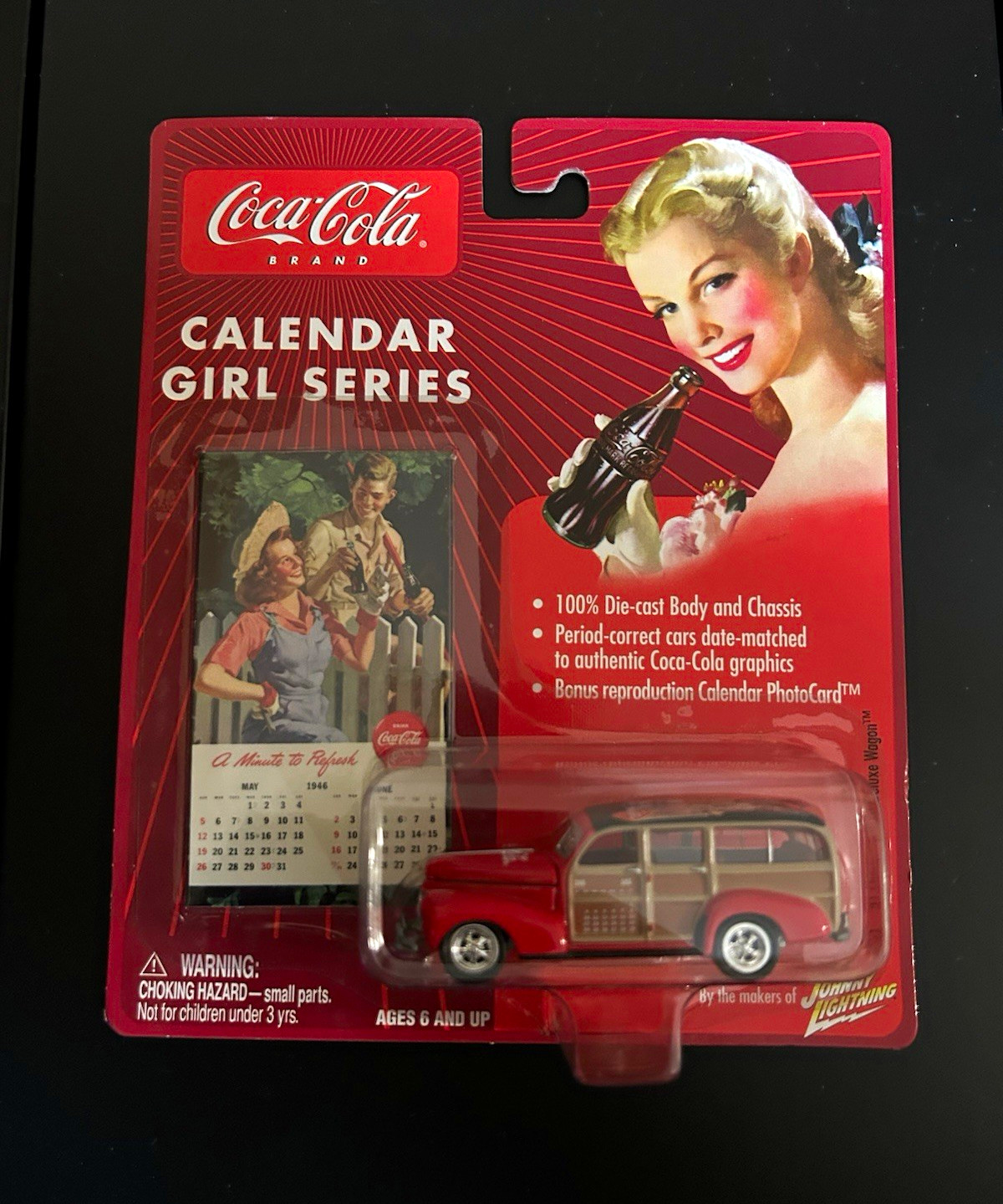 Coca-Cola Vintage 1946 1:64 Die-Cast Car Red/Beige Soda Theme Repro