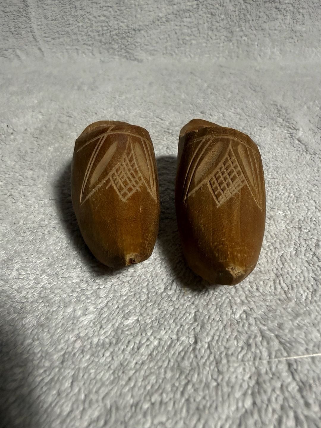 Vintage Hand Carved Wooden Miniature Clogs Shoes
