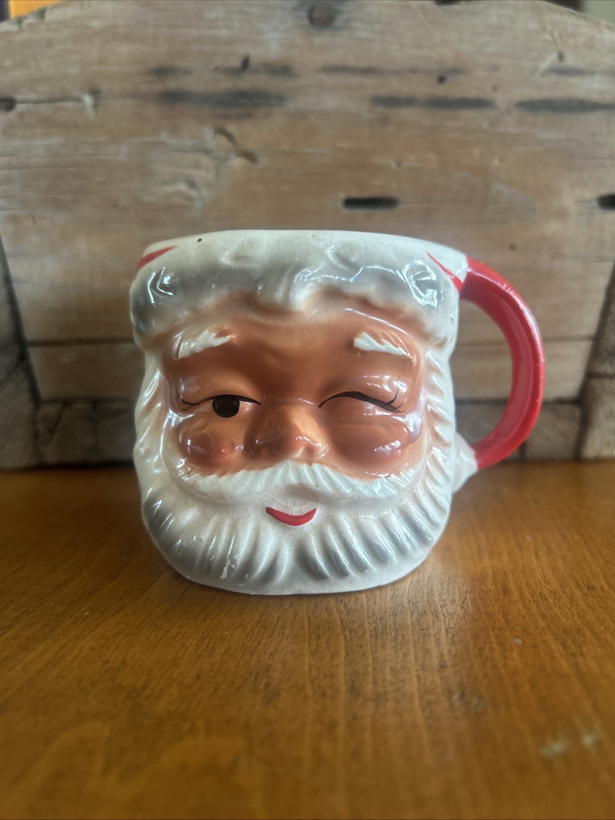 Vintage Brinns  Ceramic Santa Face Head Mug Cup TX747 MCM Winking 