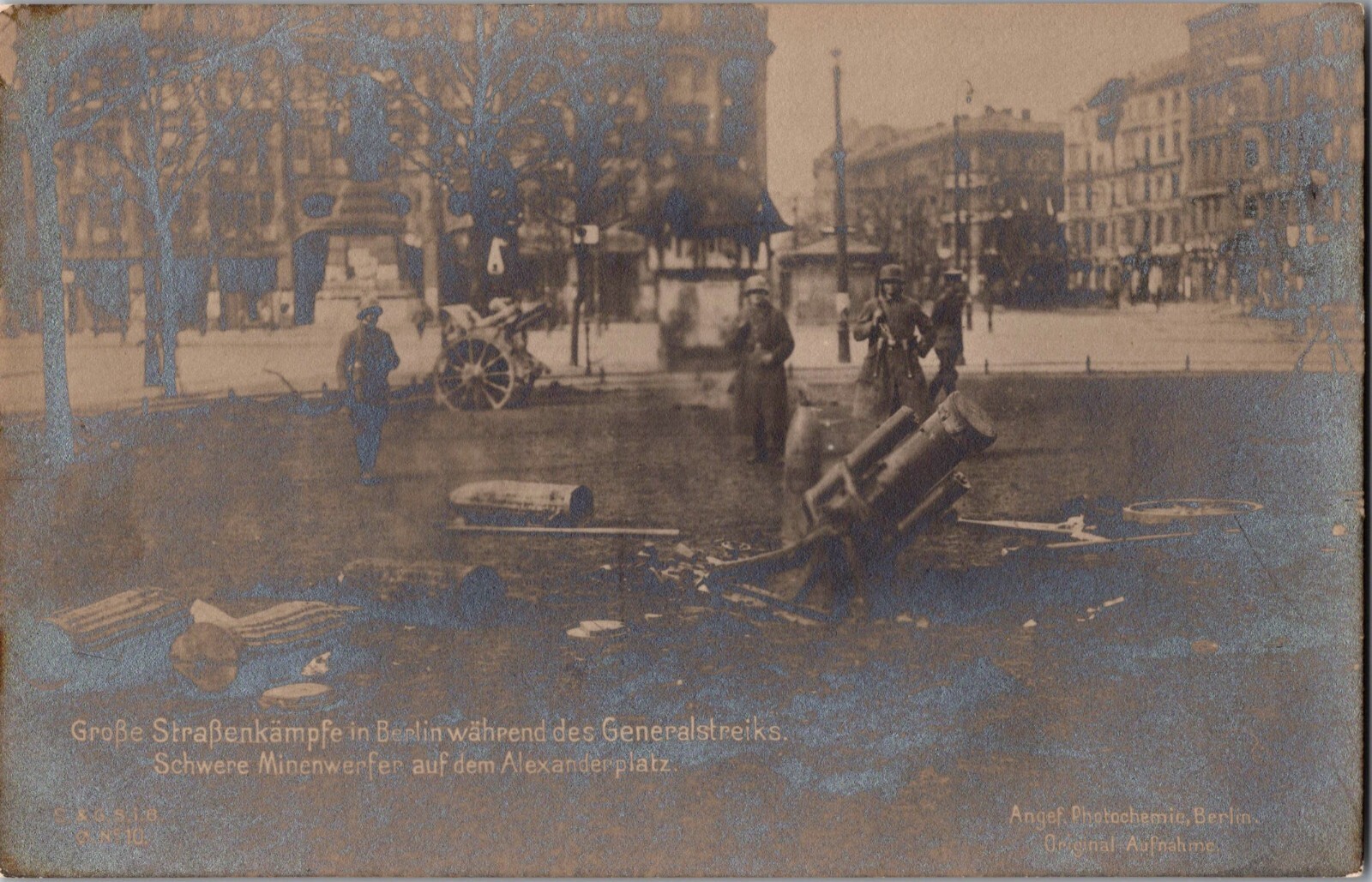 1919 Mint Postcard RPPC Germany Communist Revolution Freikorps Mortar Artillery