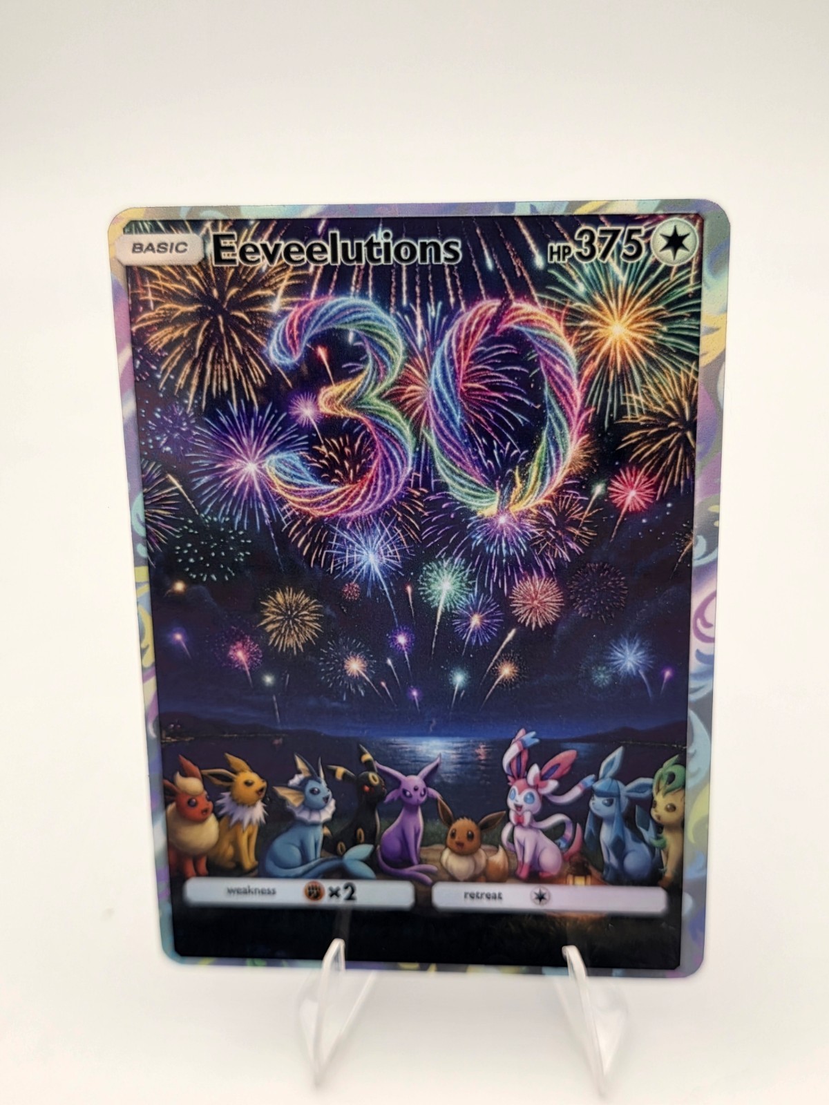 CUSTOM FAN ART Eeveelutions Anniversary Holo Card